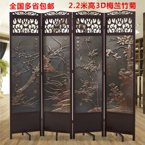 Solid wood Chinese antique screen folding removable hotel teahouse partition Living room partition entrance double-sided retro