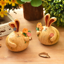 Creative cartoon decorations Birthday gifts pastoral style rabbit resin desk decoration Living room bedroom decoration