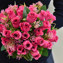 Simulation rose fake flower silk floral decoration dining table Wedding bride hand bouquet decoration indoor decoration living room