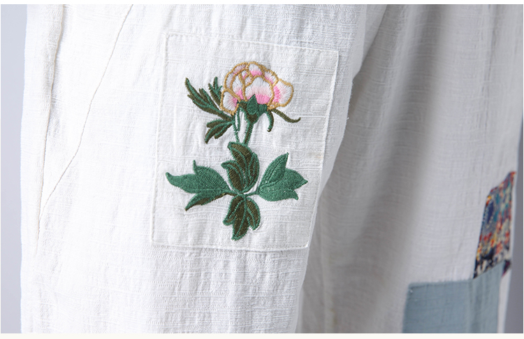 民族风套装夏2017新款秋棉麻阔腿裤亚麻长袖