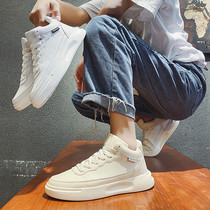 Autumn and winter high board shoes mens sports leisure white shoes Korean thick bottom canvas trend Joker increased trendy shoes