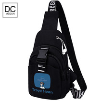 Troy mens crossbody bag Tide brand chest bag Mens oblique cross small backpack student casual Korean canvas chest mens bag