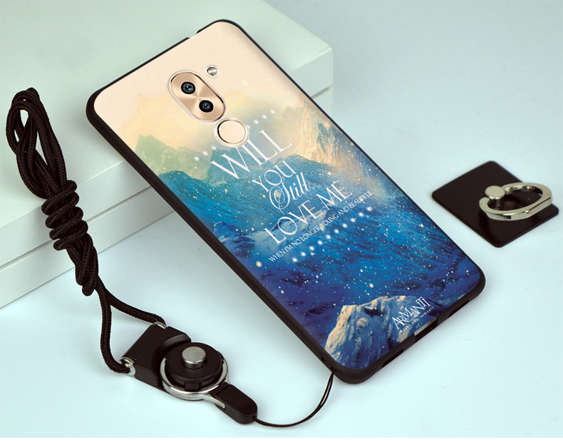 米奈华为荣耀6x手机壳创意畅玩6x保护套男女款卡通硅胶防摔挂绳天猫t