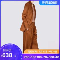 SAMASII Shama Shi spring caramel color long suit suit wide leg pants fashion retro plus size suit