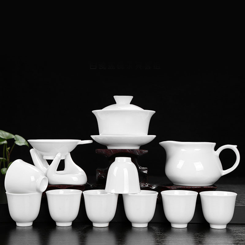 T white porcelain kung fu tea tureen tea cups gift set LOGO custom gift company souvenir shop activities