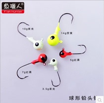 Fish hunter Luminous fluorescent yellow red black fluorescent red lead head hook 3 5G 5G 7G 10G 14G lead head hook Fish hook