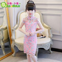 Girls cheongsam 2022 new summer foreign style dress girl Chinese style princess dress performance dress national style dress