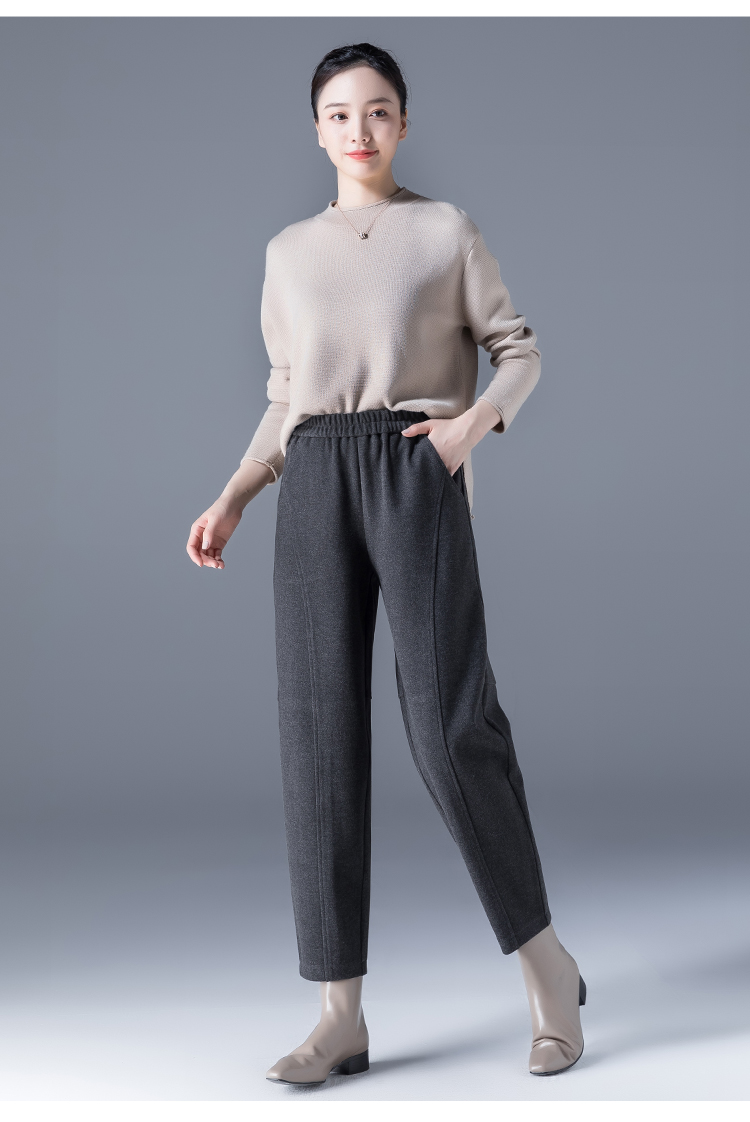 suntek毛呢裤子女秋冬萝卜裤妈妈时尚中年女裤2020新款哈伦裤休闲九分