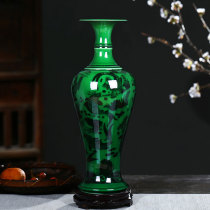 Jingdezhen Ceramics Antique Open Crack Green Vase Decoration Chinese Vintage Home Decoration Crafts Decoration