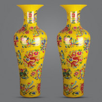 Ceramic floor vase Jingdezhen porcelain Chinese living room dragon and phoenix porcelain bottle new house decoration decoration large extra large size