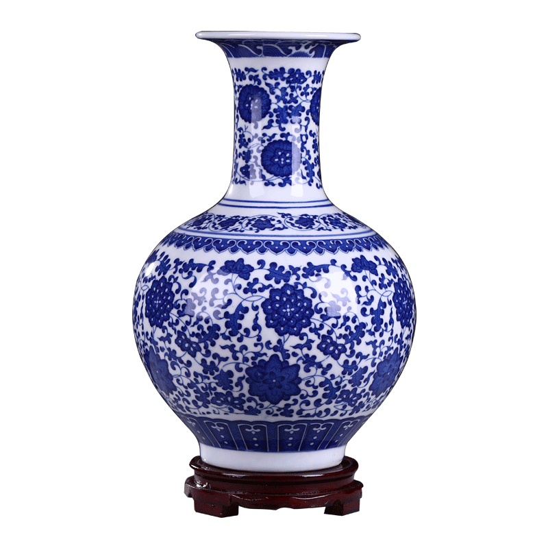 Jingdezhen ceramic furnishing articles antique blue and white porcelain vase new sitting room adornment flower arranging rich ancient frame of Chinese style household porcelain