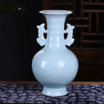 Jingdezhen ceramic ornaments shadow green glaze antique vase Chinese living room decoration wine cabinet Bo ancient shelf ornaments