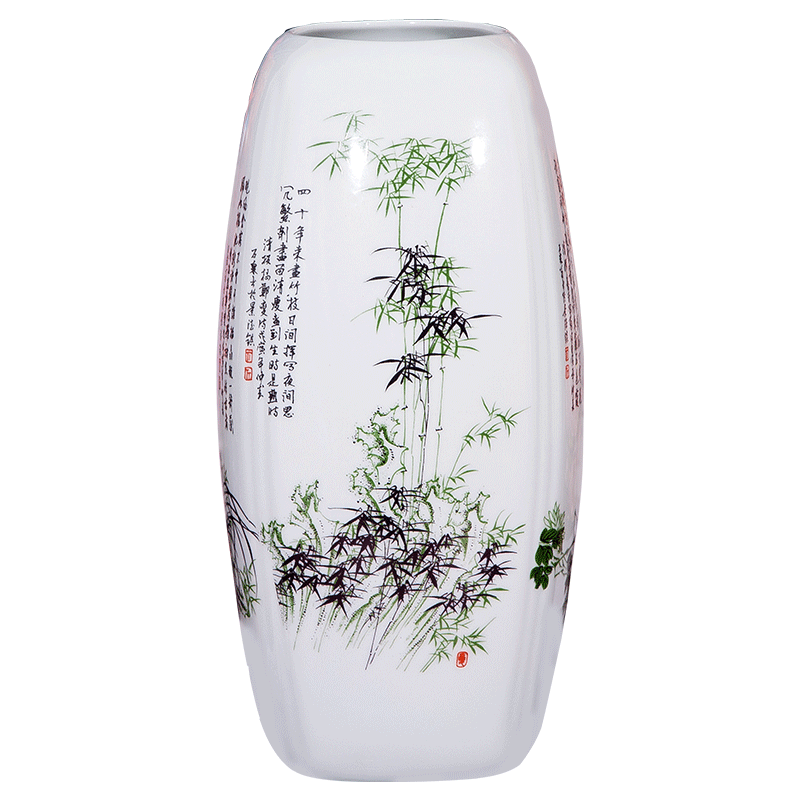 Jingdezhen modern fashion by patterns ceramic lucky bamboo flower vase sijunzi household ornaments