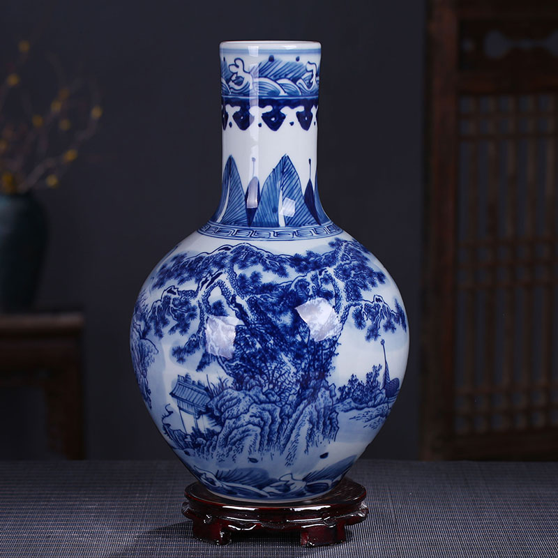 Jingdezhen ceramic antique flower arrangement of blue and white porcelain vase Chinese contracted household act the role ofing is tasted the sitting room of handicraft furnishing articles