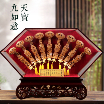 Ruyi ornaments mahogany Tianbao Jiu Rukai wood carving home office opening ceremony Treasure crafts
