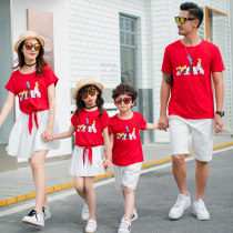 2021 new parent-child summer clothes a family of three or four family short-sleeved sports suit tide summer mother-daughter mother-son outfit