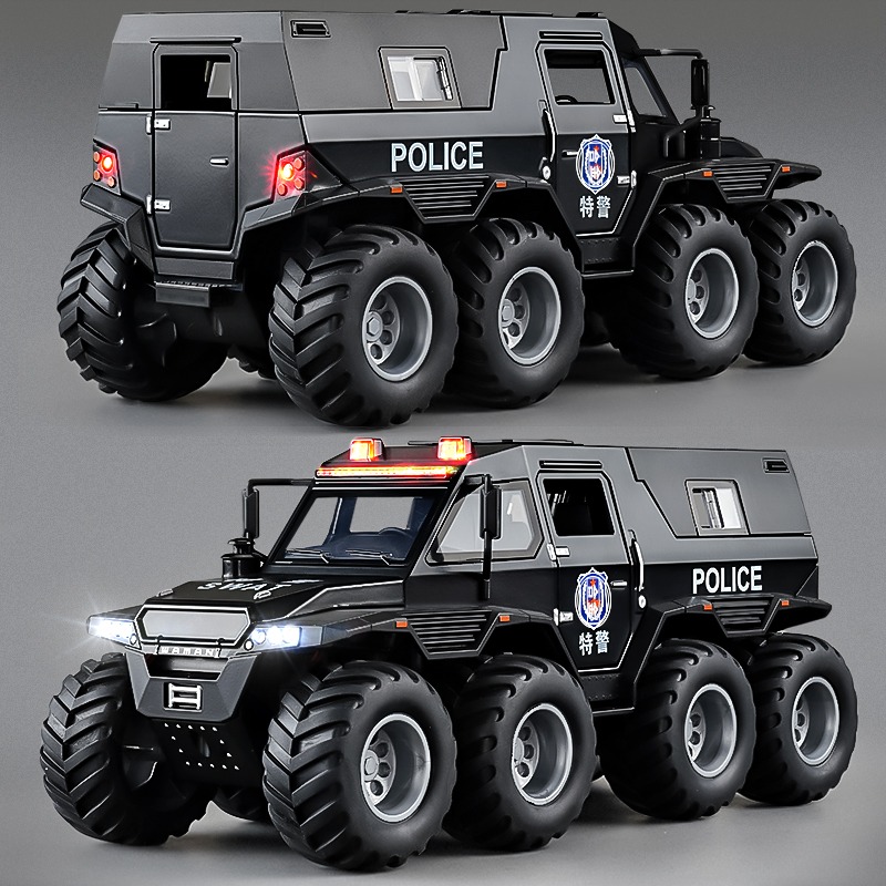 Large armored police car toy off-road vehicle alloy car ambulance car children 110 special police car boy