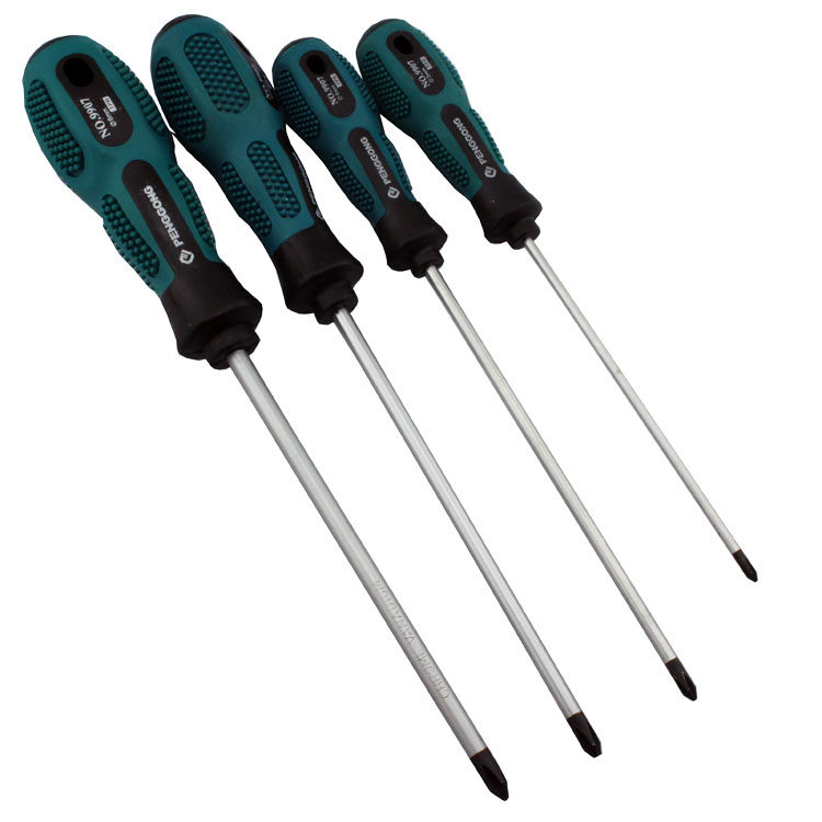 十字螺丝刀带磁4mm工业级一字螺丝刀家用起子改锥套装组合螺丝批