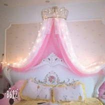 Bed curtain Bedside screen curtain Childrens princess room Korean mosquito net Bed curtain Bedside curtain Decorative curtain European crown bed curtain frame