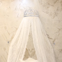 New crown bed mantle lace bedside curtain yarn tent Ceiling Domed Mosquito Net Palace Tinting Korean Wedding Wedding Decoration Bed Curtain