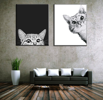 diy digital oil painting children cartoon animal cute cat creative hand painted oil decorative painting peek-a-boo gift