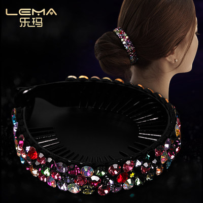 乐玛 新款镶钻捷克钻奥钻圆夹马尾扣花苞头夹丸子头发饰头饰饰品_7折