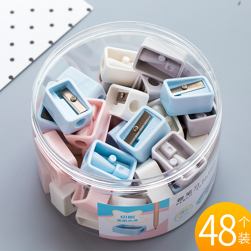 48 pas of effective mini pencil sharpeners for pupils, children's pencil sharpeners, pencil sharpeners, pencil sharpeners, simple cartoon cute candy color kindergarten small pencil sharpeners, stationery wholesale