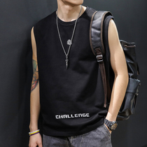 Cotton sleeveless T-shirt vest men loose waistcoat wear solid color short sleeve basketball trend large size body shirt tide summer