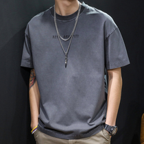 Summer cotton short sleeve T-shirt men loose ins Tide brand half sleeve size fat fat man plus fat increase body shirt trend Wild