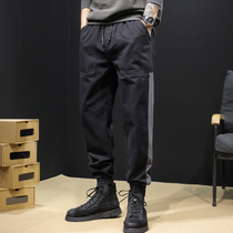 New leisure pants in autumn 2021 male spring and autumn loose tide black big pants fat man Harun bunch feet spring and autumn