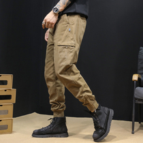 Worker pants male autumn winter bundle foot loose Ins tide high-end casual pants outdoors climbing autumn foot zipper