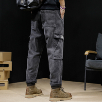 Spring multiple bags Tide Cards Jeans Men Loose Straight Drum Trousers Work Pants Autumn Winter 2022 New Big Code Casual Tide