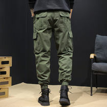 Autumn overalls mens bunches feet loose ins Tide brand fat big size plus fat pants casual mens pants spring and autumn