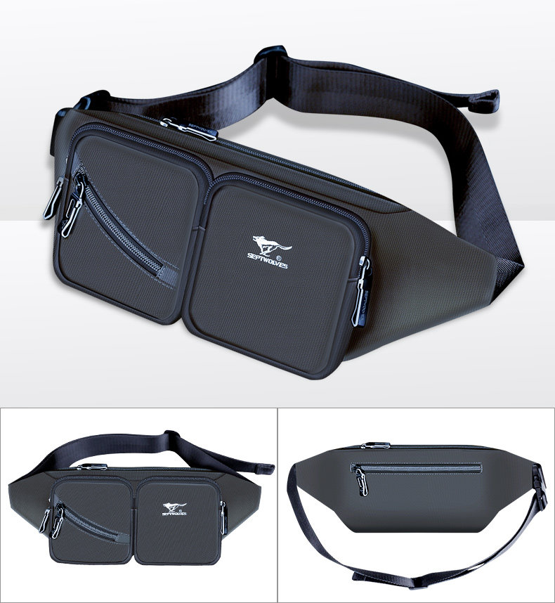 七匹狼腰包 男士帆布多功能休闲运动牛津布小包 胸包斜跨单肩包女