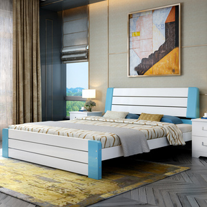 简约现代实木床白色松木1.8米双人床1.5m单人床1.2儿童欧式床主卧