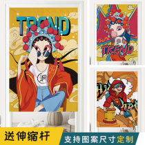 National tide Chinese-style door curtain Living room partition curtain fabric bedroom household curtain occlusion curtain velcro occlusion curtain cotton and linen