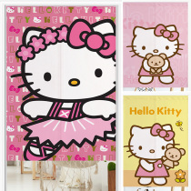 Cartoon KT cat childrens clothing decorative curtain door curtain cute pink girl heart bedroom partition windshield curtain art