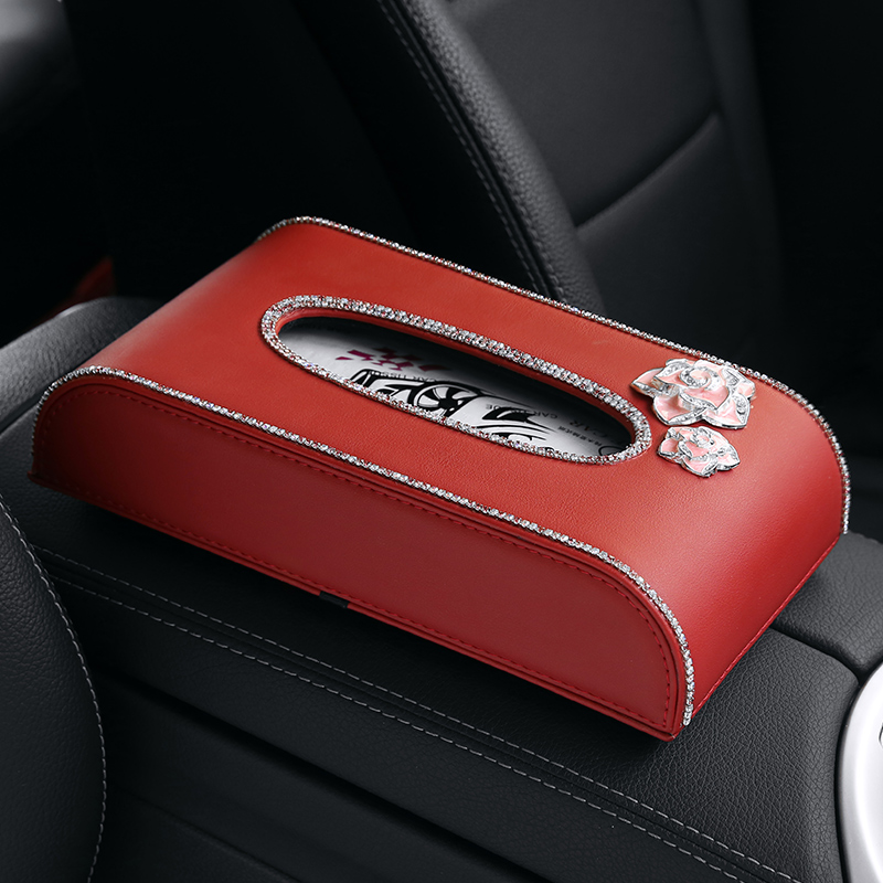 car tissue box, drawer box, seat style interior, lady car, creative diamond-encrusted, cute car armrest box, tissue box