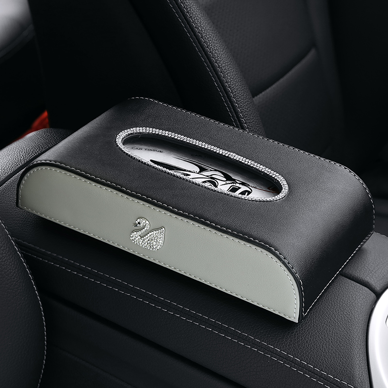 car tissue box, drawer box, seat style interior, lady car, creative diamond-encrusted, cute car armrest box, tissue box
