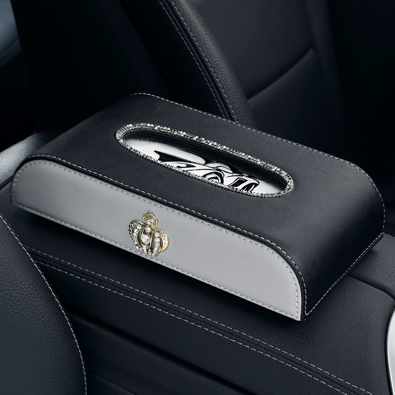 car tissue box, drawer box, seat style interior, lady car, creative diamond-encrusted, cute car armrest box, tissue box