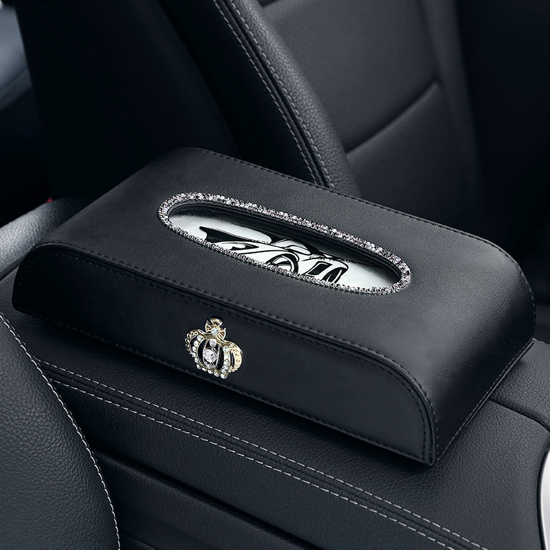 car tissue box, drawer box, seat style interior, lady car, creative diamond-encrusted, cute car armrest box, tissue box