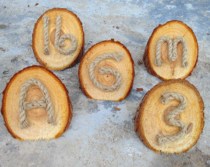 Round Wooden Pile Small Wooden Letter Small Wooden Slice Section Sliced Hemp Rope Numeral English Alphabet Wooden Strip Wooden Pile