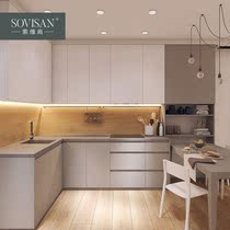 Kitchen custom-made whole cabinet custom modern simple love grid board kitchen cabinet quartz stone countertop custom