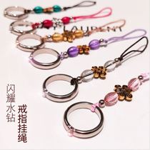 High-end mobile phone lanyard ring buckle short rhinestone pendant womens hand-woven crystal chain pendant universal hook