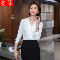 White shirt womens new professional wear fashion shirt retro Hong Kong flavor V collar shirt Women design sense minority