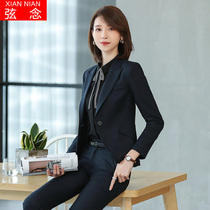 Small suit suit female Korean version of the professional suit female suit fashion temperament formal dress female dark blue business suit jacket