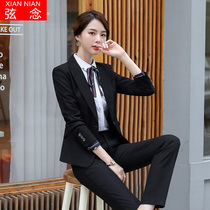 Professional suit female fashion temperament goddess fan black suit suit Teacher jewelry front desk work clothes tooling