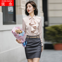 Professional dress collar shirt femininity new fashion formal dress female interview frock shirt Female base shirt overalls