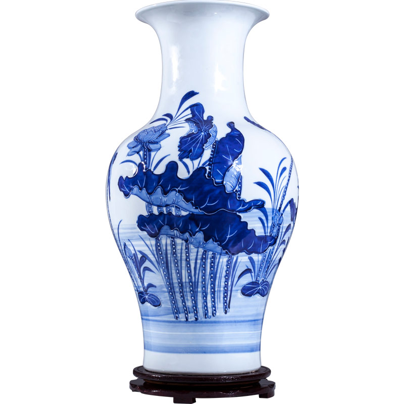 Blue and white porcelain of jingdezhen ceramics and the new Chinese style household furnishing articles sitting room porch decoration of large vase