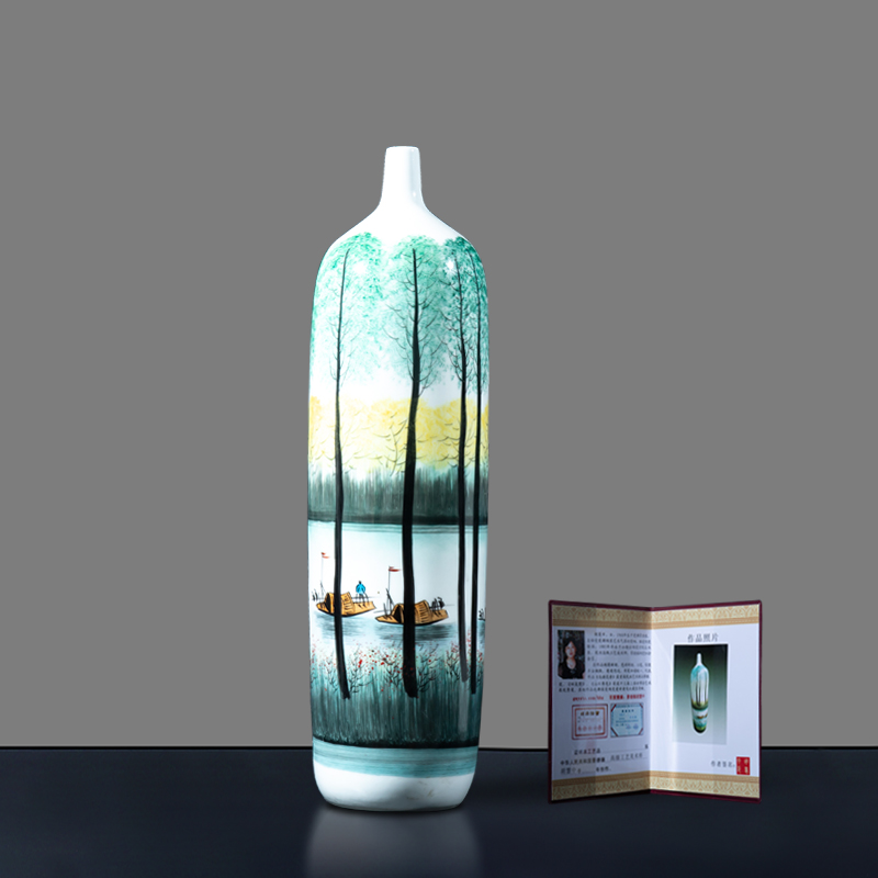 Jingdezhen chinaware big vase furnishing articles flower arranging new Chinese style household hand - made the process of the sitting room TV ark, adornment